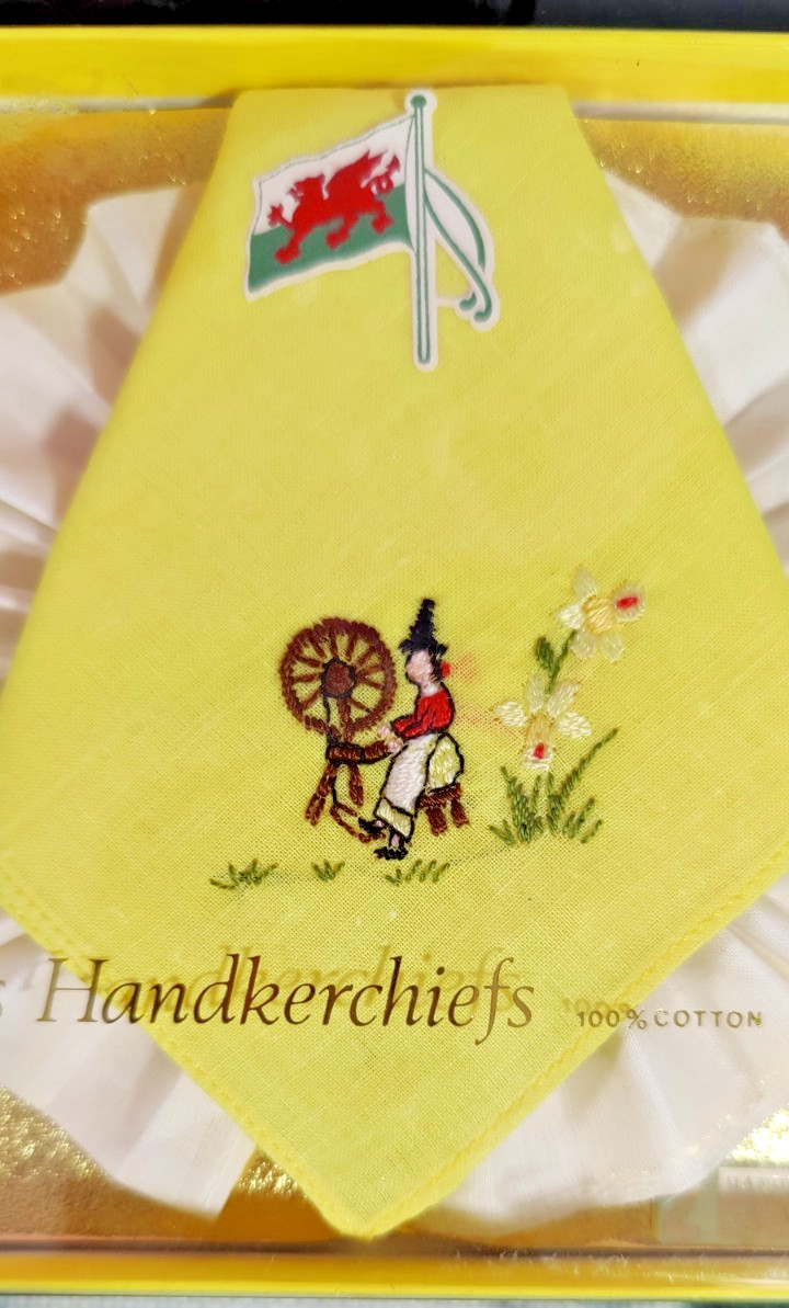 Set of Two Vintage Hand Embroidered 100% Cotton Handkerchiefs United Kingdom