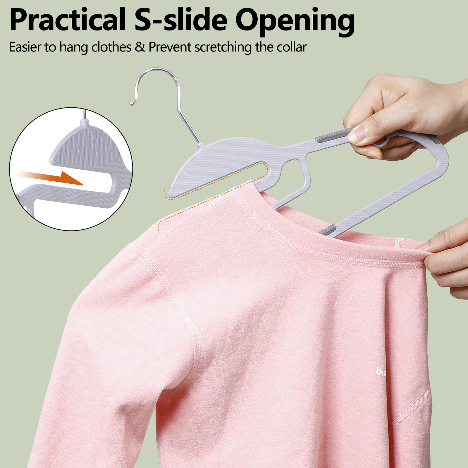 50 Pack Plastic Clothes Hangers Heavy-Duty w/360° Swivel Hook & Non-Slip Design