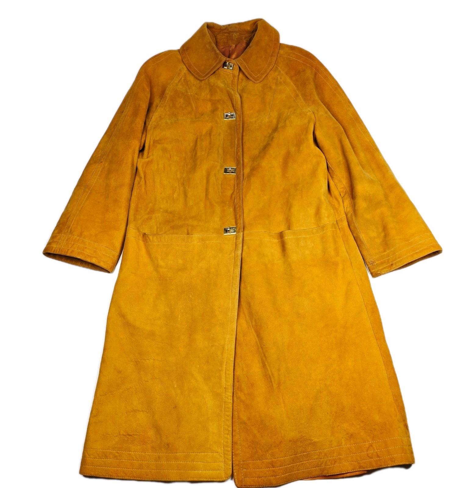 Vintage 60s 70s Bonnie Cashin Sills Gold Turn Lock Leather & Canvas Coat Jacket