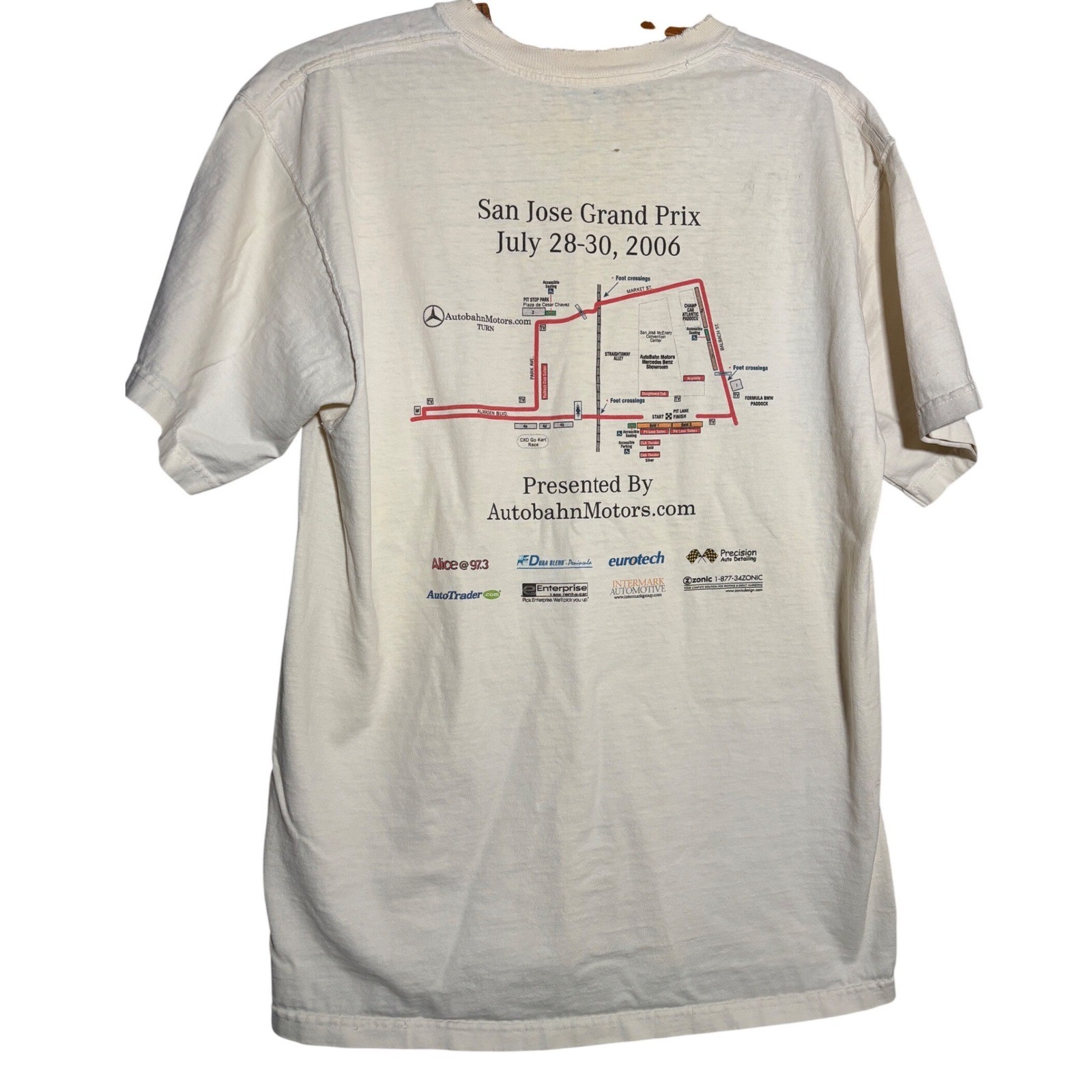 Vintage 2006 San Jose Grand Prix T-Shirt Mercedes Autobahn Motors Distressed L