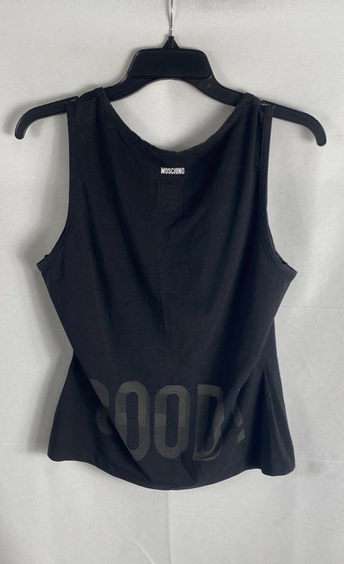 Vintage Y2K Moschino Jeans Women’s Black I Feel Good Graphic Tank Top Sz 10
