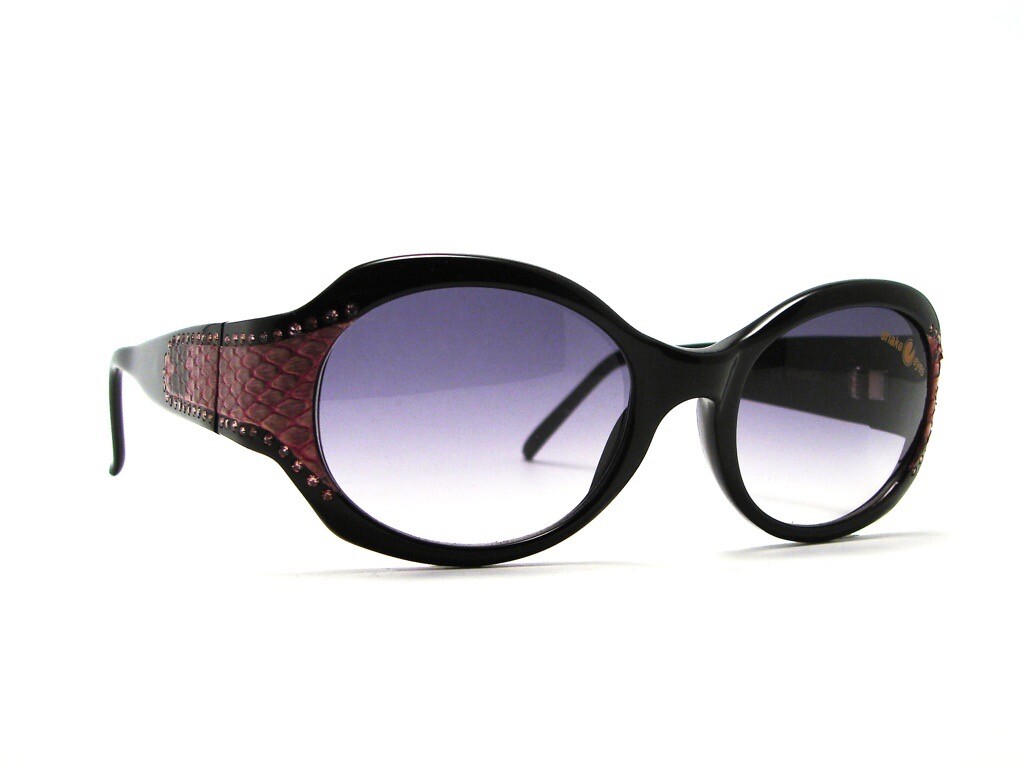 NOS Vintage Caviar by Ultra M3240 C28 pink snakeskin Sunglasses *glamour!