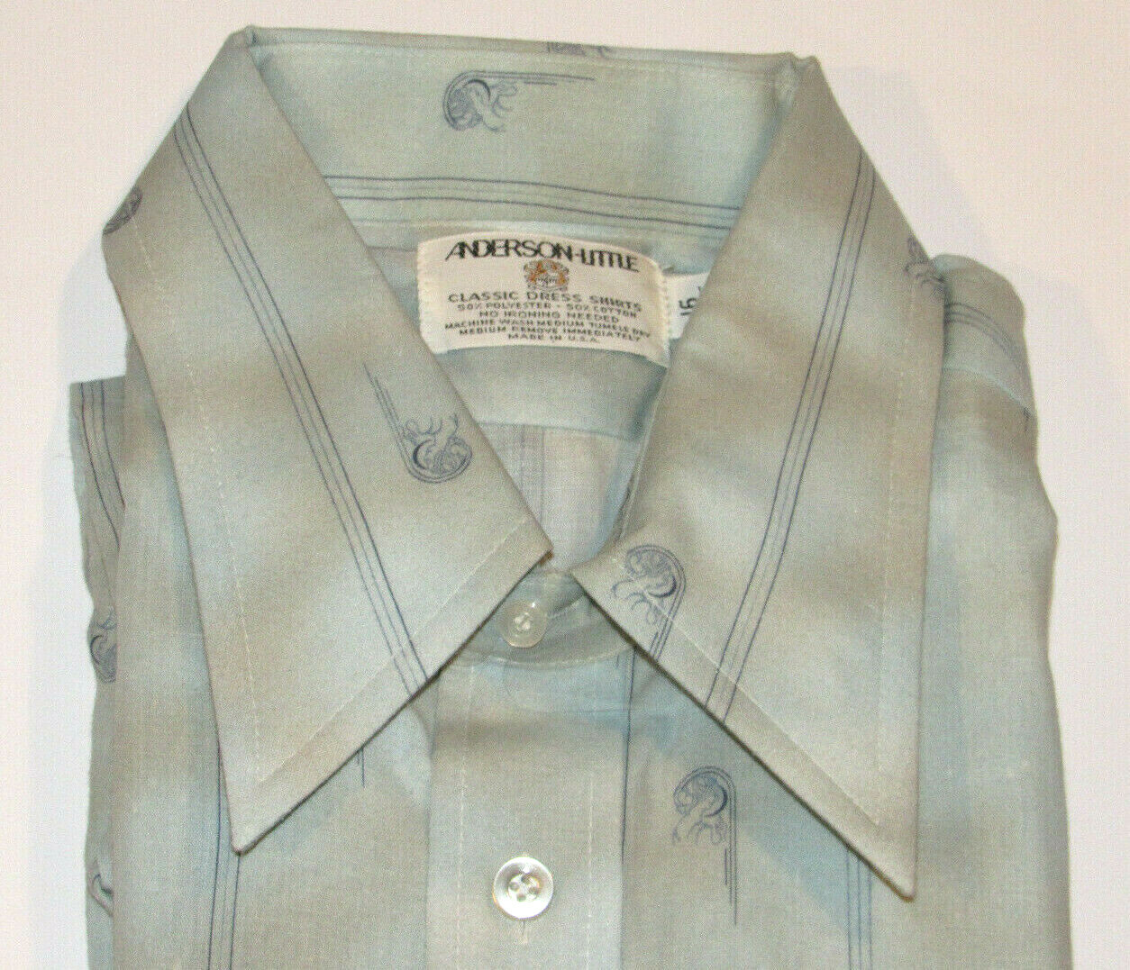 VTG 1970s UNUSED ANDERSON-LITTLE LONG SLEEVE SHIRT! UNUSUAL PATTERN! NOS! 16×32