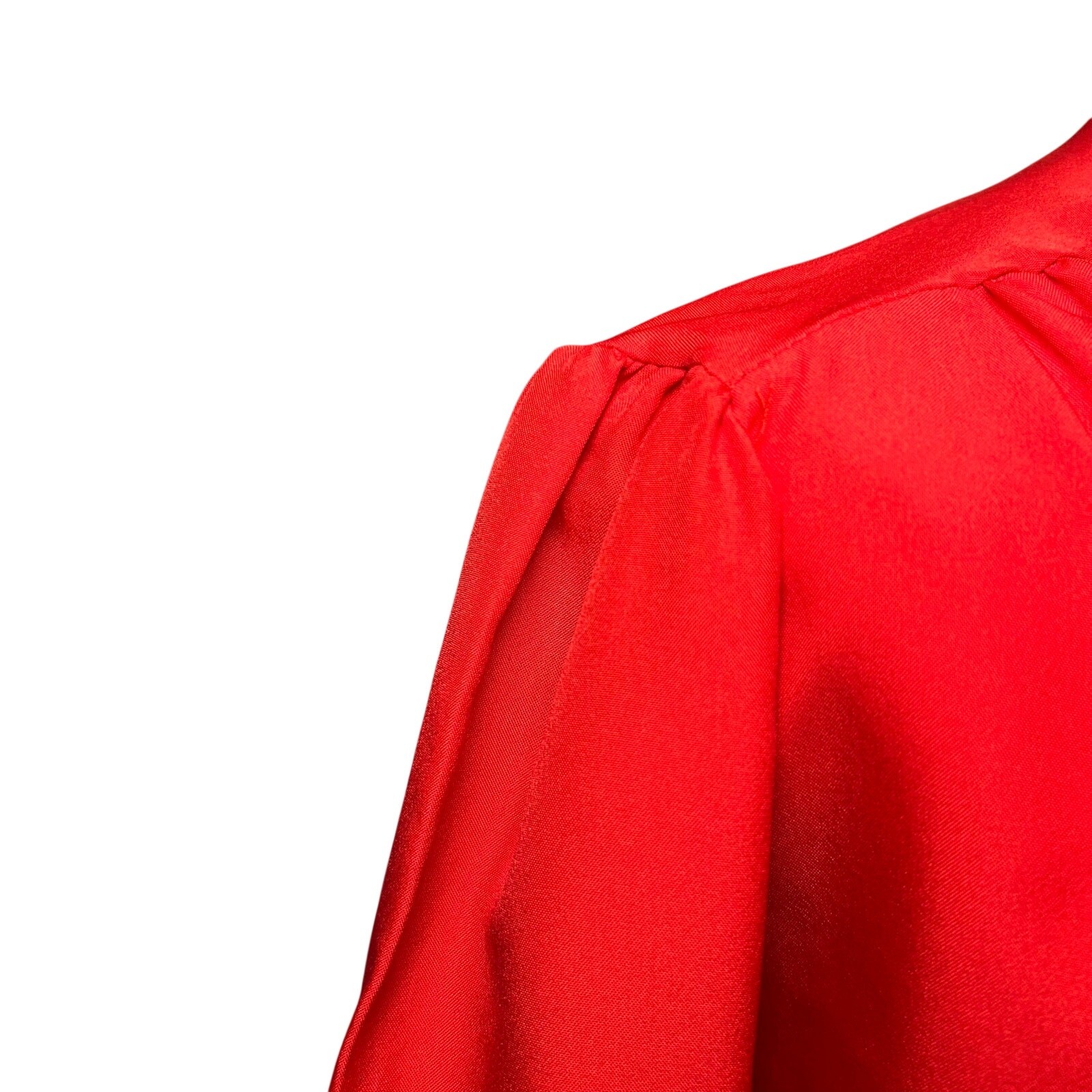 VTG 80s Claudia L Red Poinsettia Holiday Blouse Romantic Retro Twee Coquette