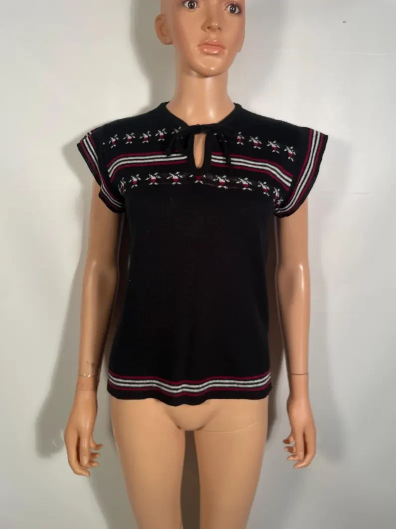 Vintage 1970s Hippy Boho Knit Top Size S/M