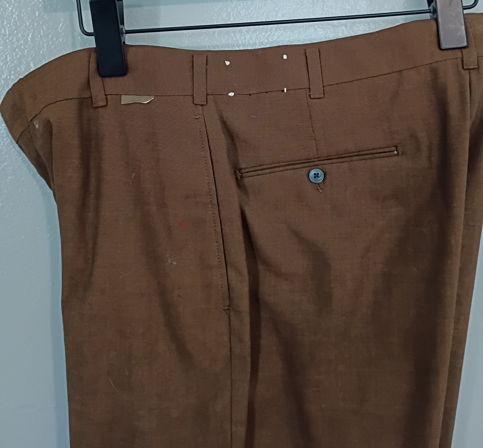 70s Vintage Deadstock Farah Brown Twill Mens Flared Pant Original Tags NOS 32×33