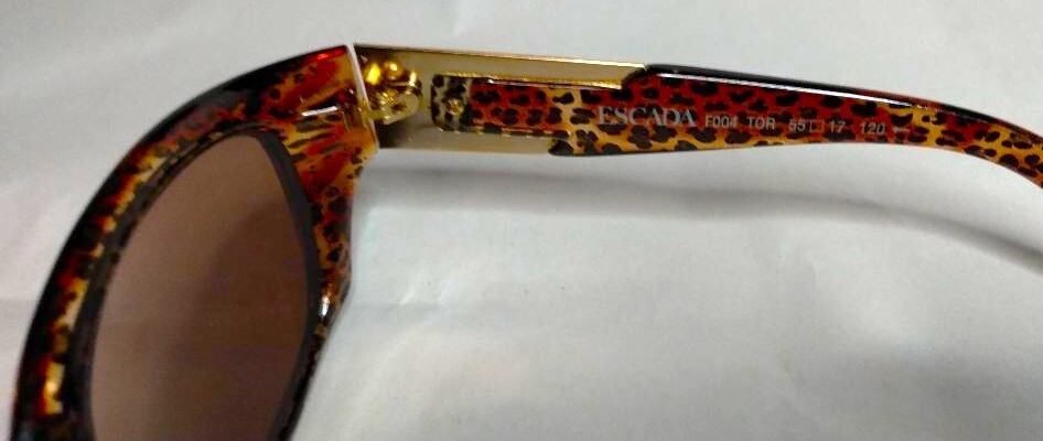 ESCADA F004 LEOPARD BROWN GOLD OVAL SUNGLASSES 55/17/120 VINTAGE FRANCE