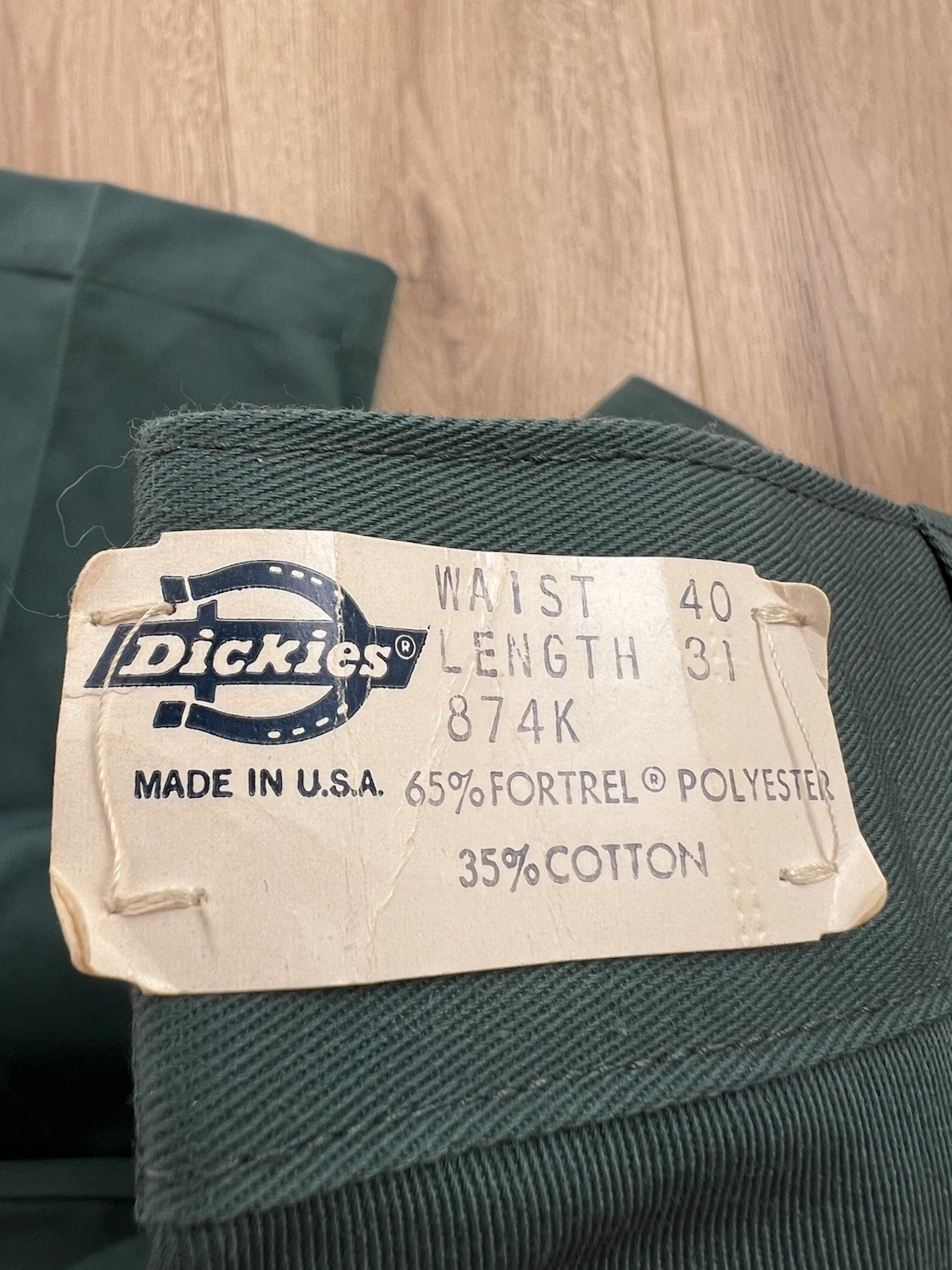 Vintage 80s Dickies Twill Work Pants Mens 40×31 Made in USA Teal Green Chinos