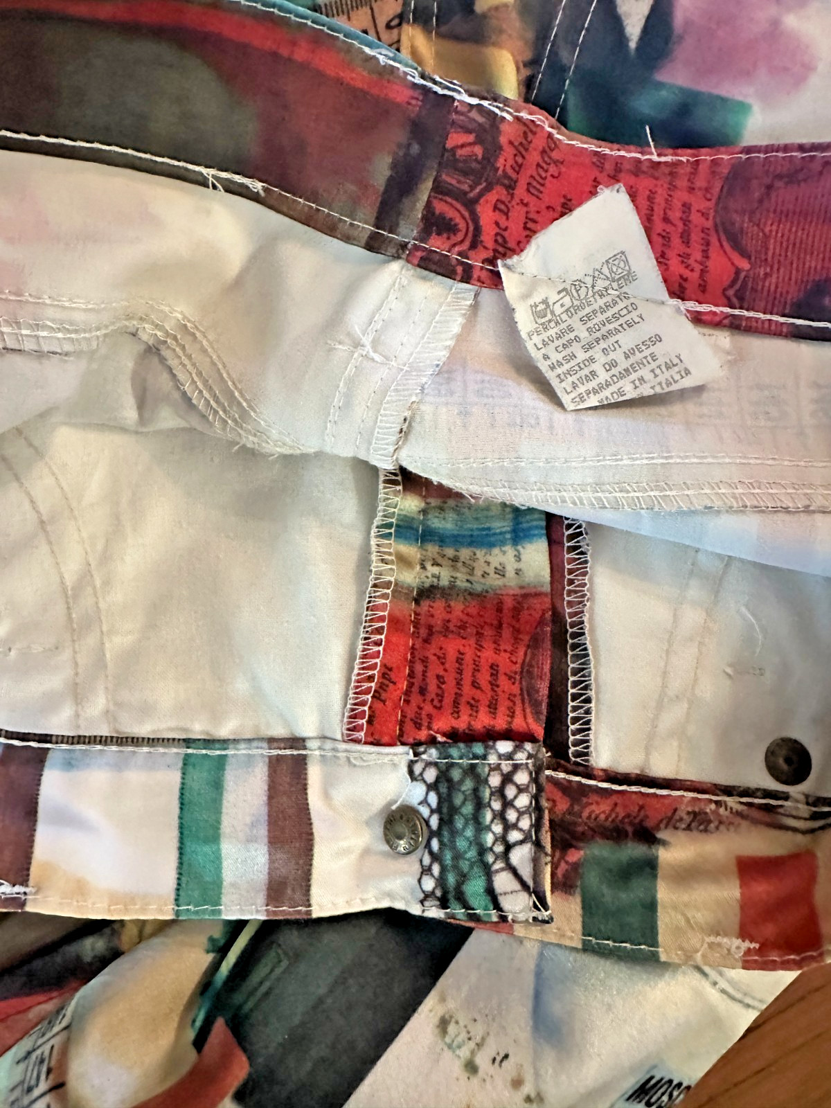Vintage Moschino Jeans Mona Lisa Art Pants 90s Size 29 Rare