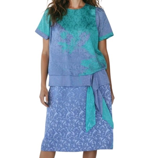 Vintage 80’s Blouson Party Dress Size Small Teal Purple Cottagecore Grandmacore