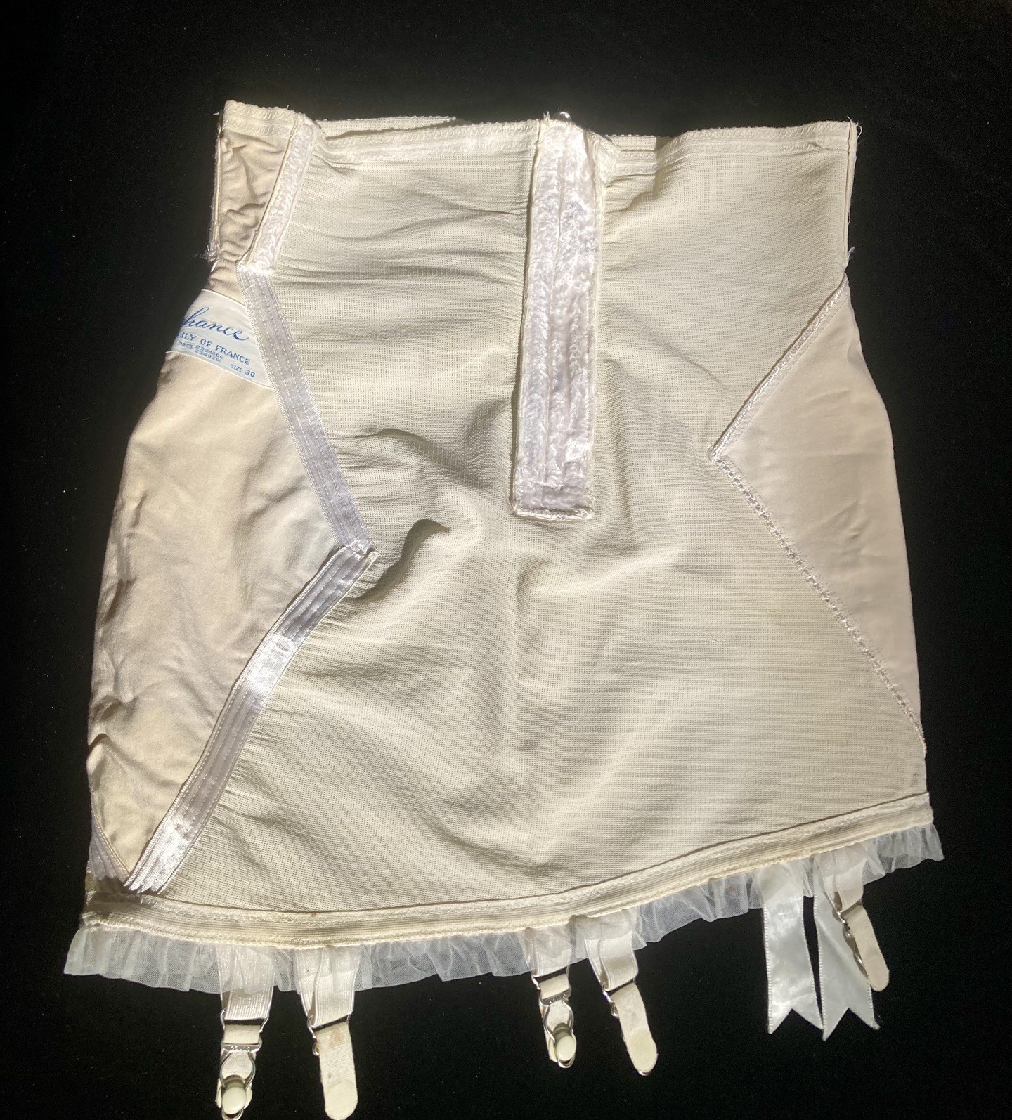 Vintage Girdle Lily of France bombshell pin up open bottom satin panels gorgeous