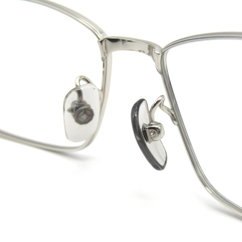 999.9 S-690T Square Metal Eyeglasses Frame Japan Made Silver/Dark Blue 25th