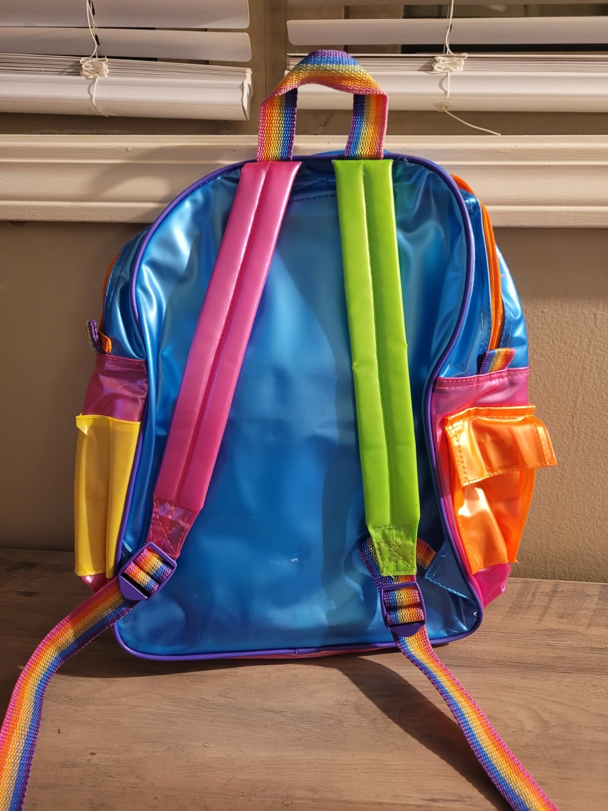 VTG Lisa Frank Backpack Plastic PVC See Thru 90’s Dolphin Music Notes Rainbow