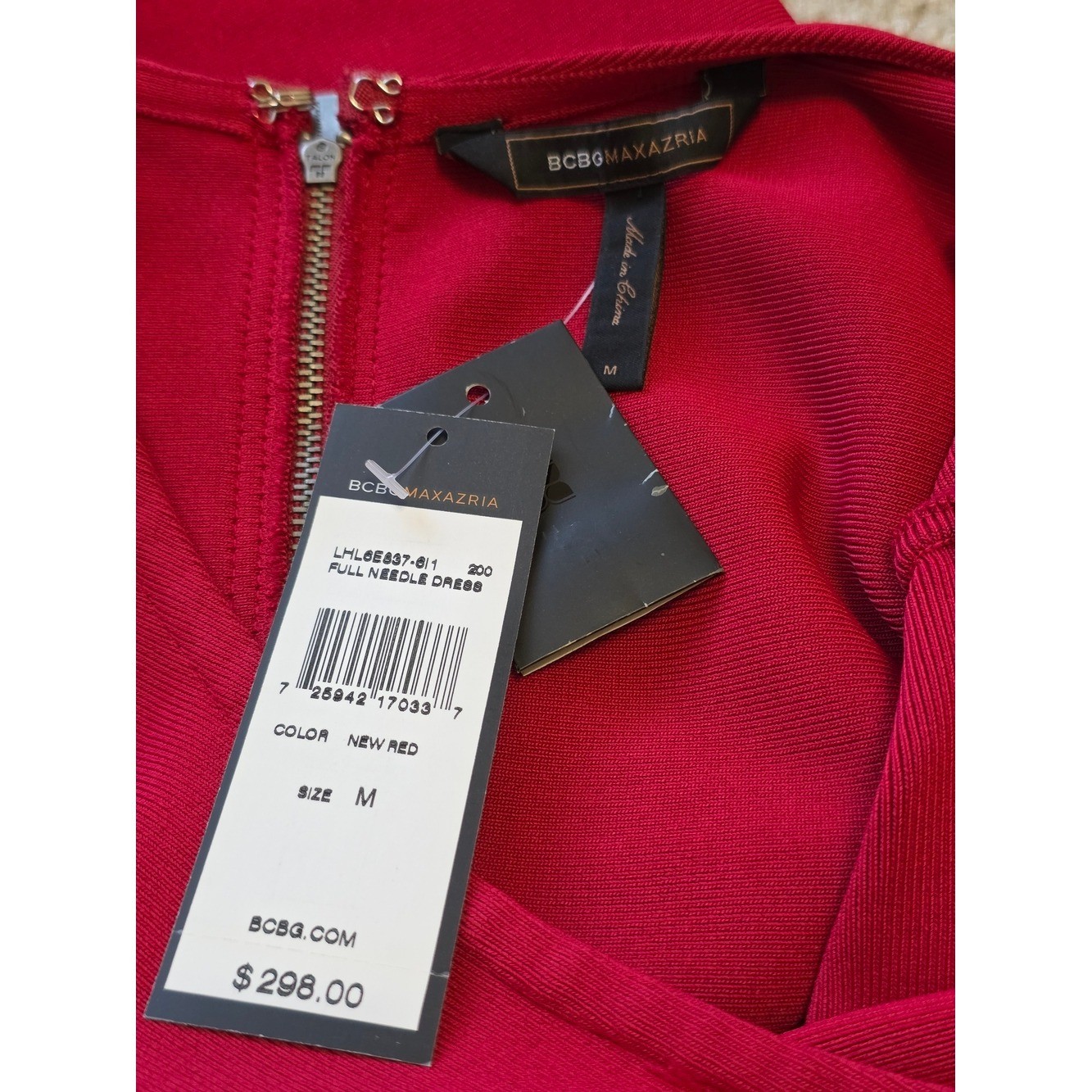 BCBGMaxAzria Vintage Raspberry Red Bodycon Boatneck Sheath Dress Size M