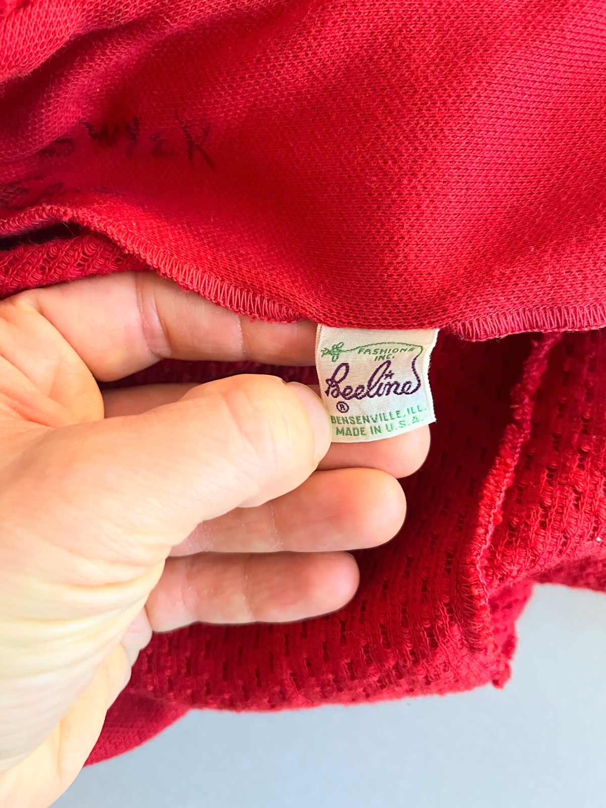 Vintage Beeline Fashions Size S? Red Double-Breasted Knit Cardigan Jacket