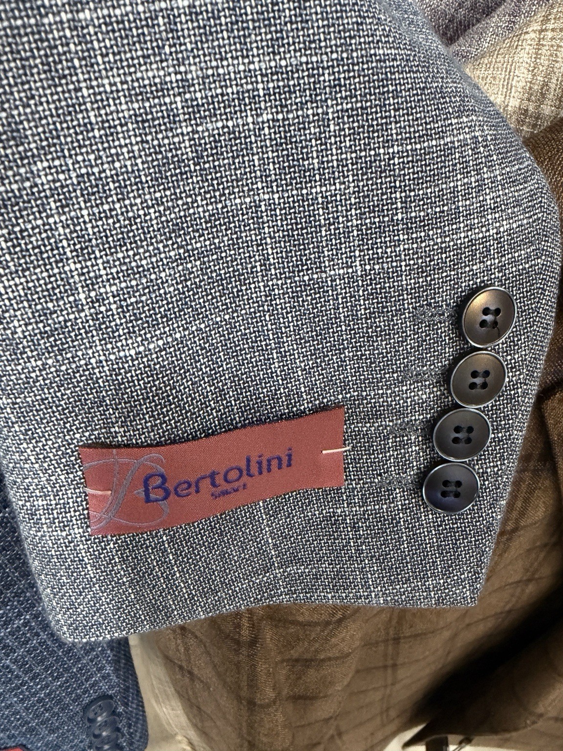 Bertolini Sport Coat 40R Window Check Light Blue 2Butten Notch Lapel Classic Fit