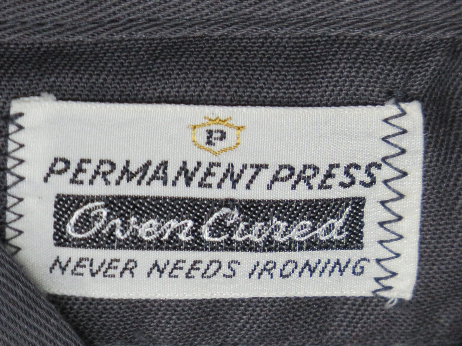 PENNEYS MENS SHIRT 14 1/2 CHARCOAL GRAY WORK PERMANENT PRESS OVEN CURED VINTAGE