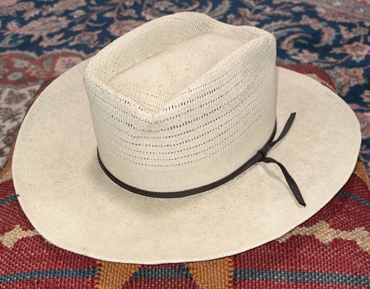 Vtg Pilgrim Westerner Straw Cowboy Hat 71/4 Ivory Needs Cleaned 1970s Ranch USA