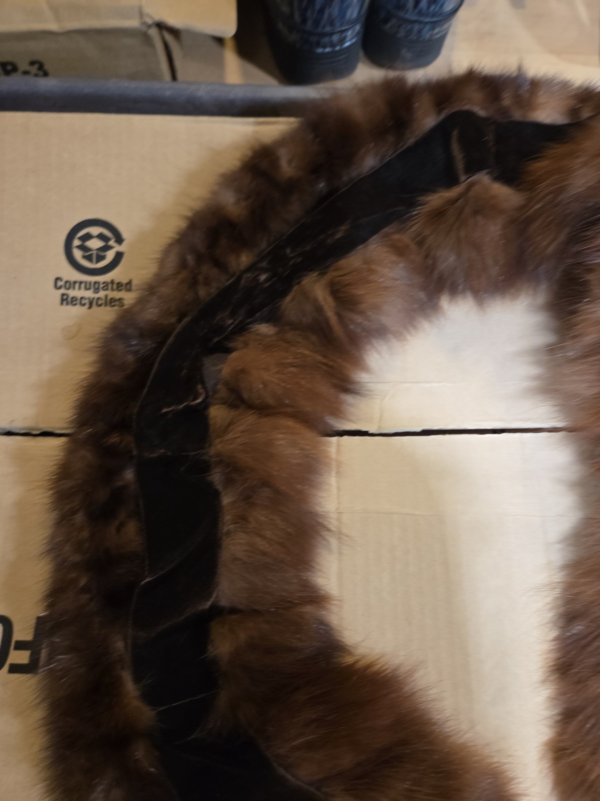 Vintage 41″ Original Fur Collar Shawl Stole Scarf