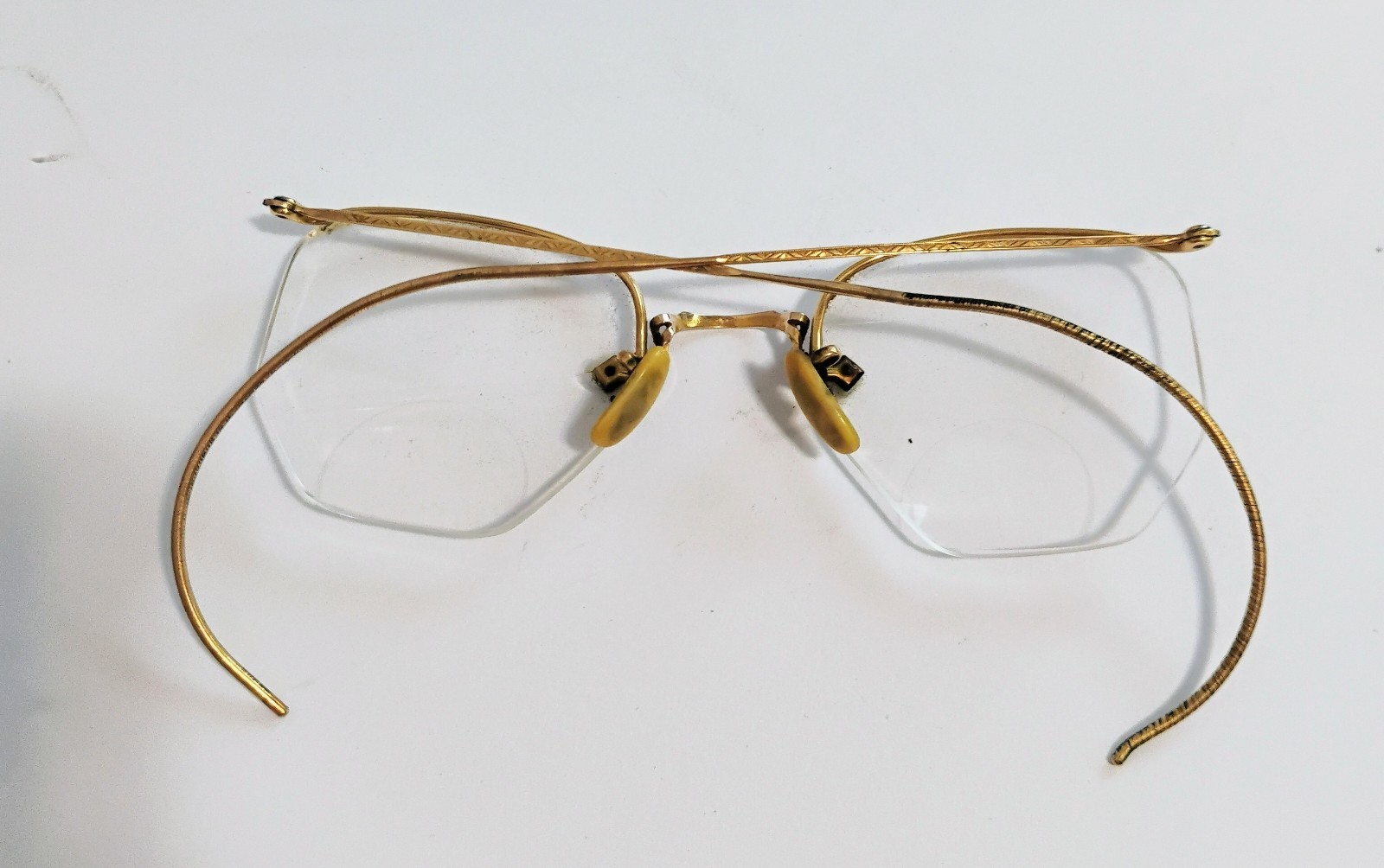 Vintage/Antique Artcraft Bifocal Eyeglasses Wire Frame Half Octagon 12 KT GF