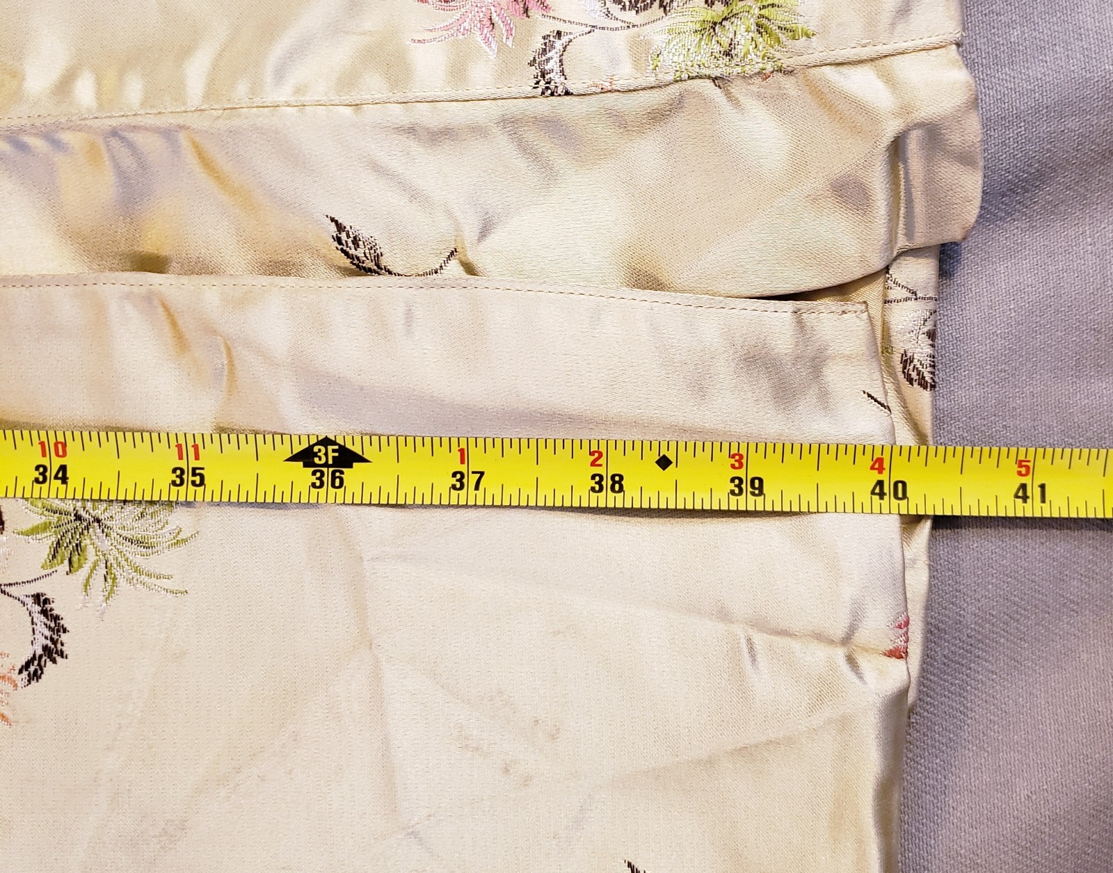 Vintage Chinese Floral Satin Jacket Gold Peony Brand Women’s Size. 38
