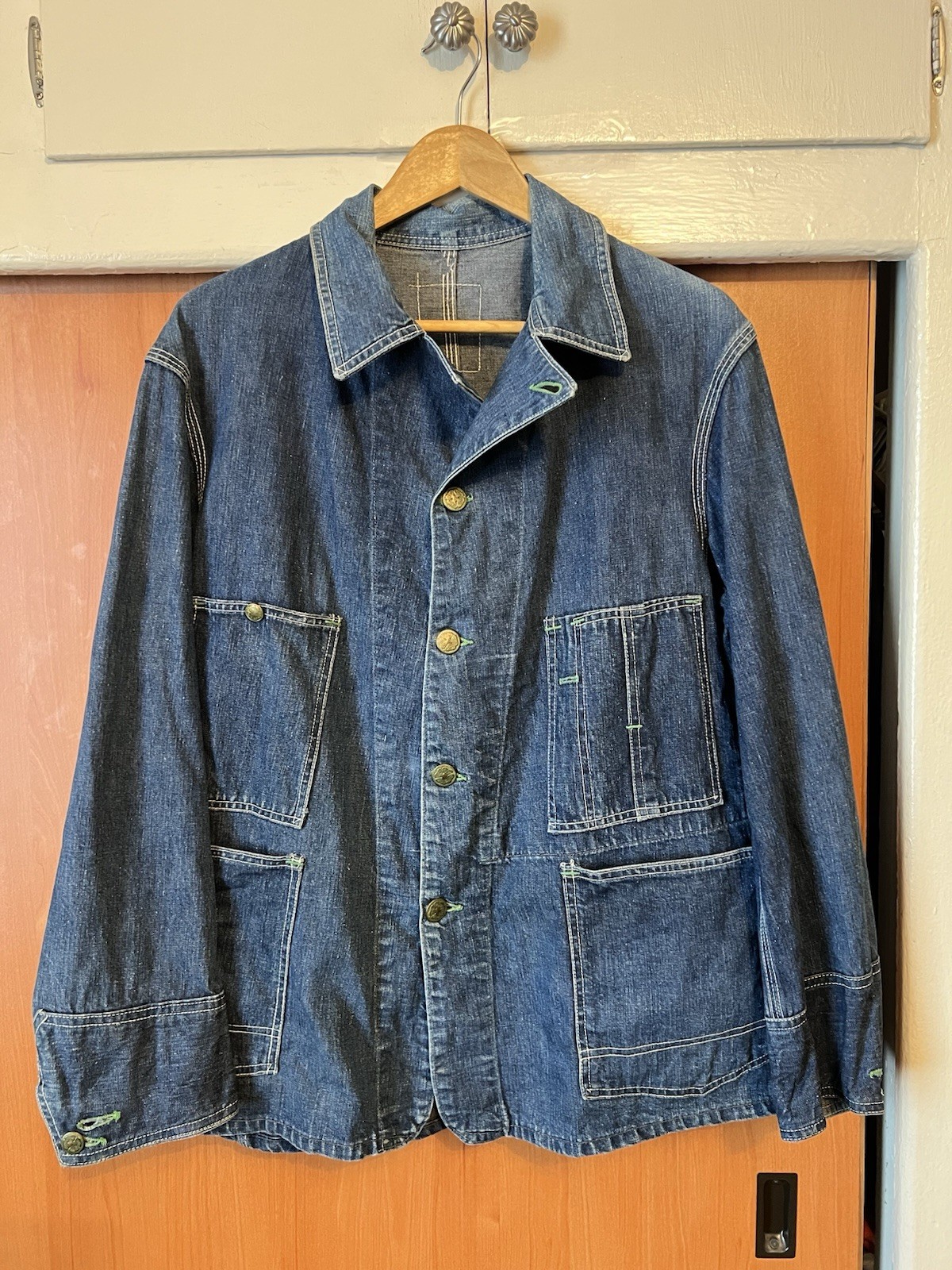 Oshkosh B’Gosh Men’s 1950’s Vintage Denim Chore Coat Jacket XL 24×28 UNREAL
