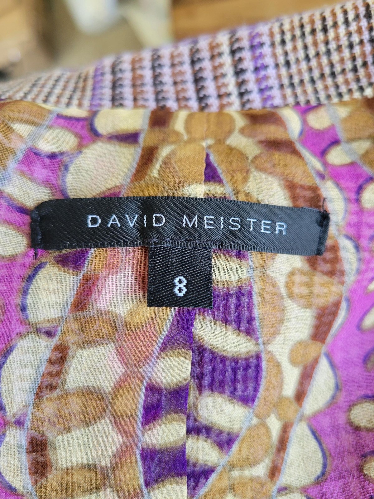 Vintage David Meister Plaid Skirt Suit — Wool Blend, Silk – Size 8