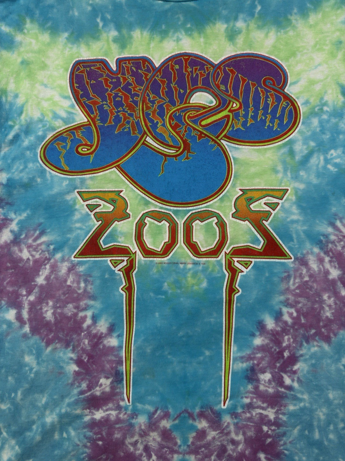 Vintage Y2K YES 2002 TIE DYE T SHIRT CONCERT Tour LIQUID BLUE Mens Size XL