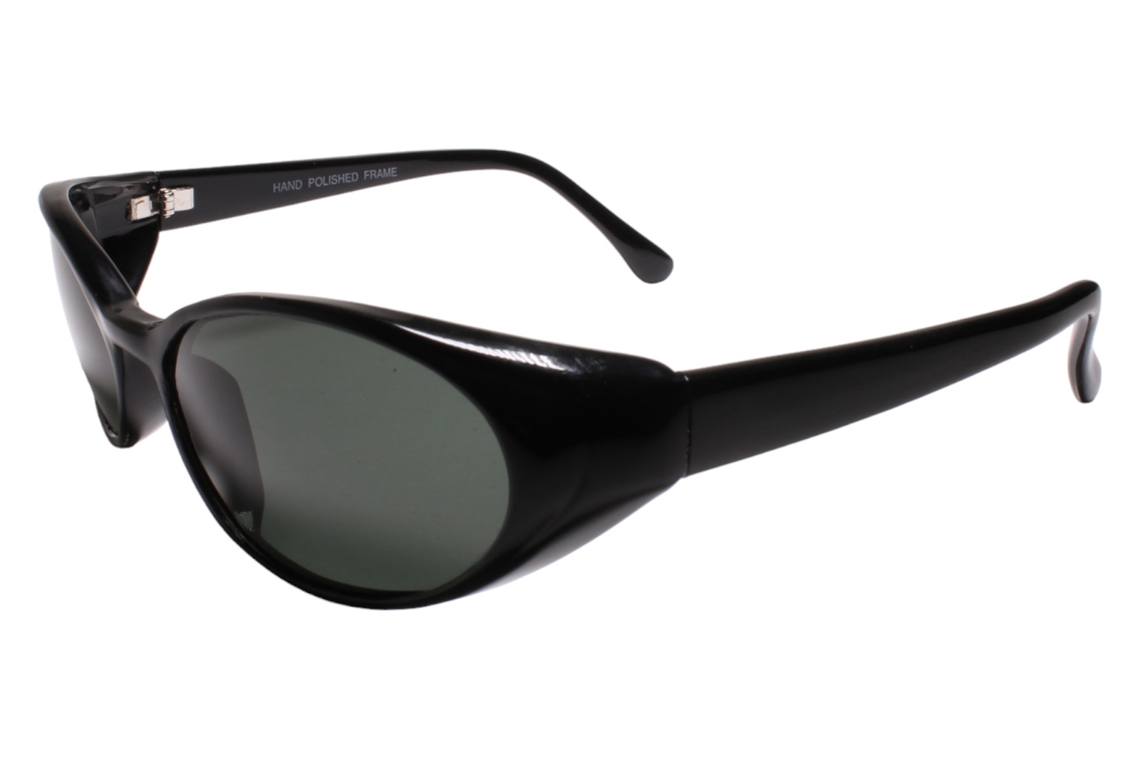 Glam Rock 80s 90s Genuine Vintage Mens Womens Oval Wrap Bold Black Sunglasses