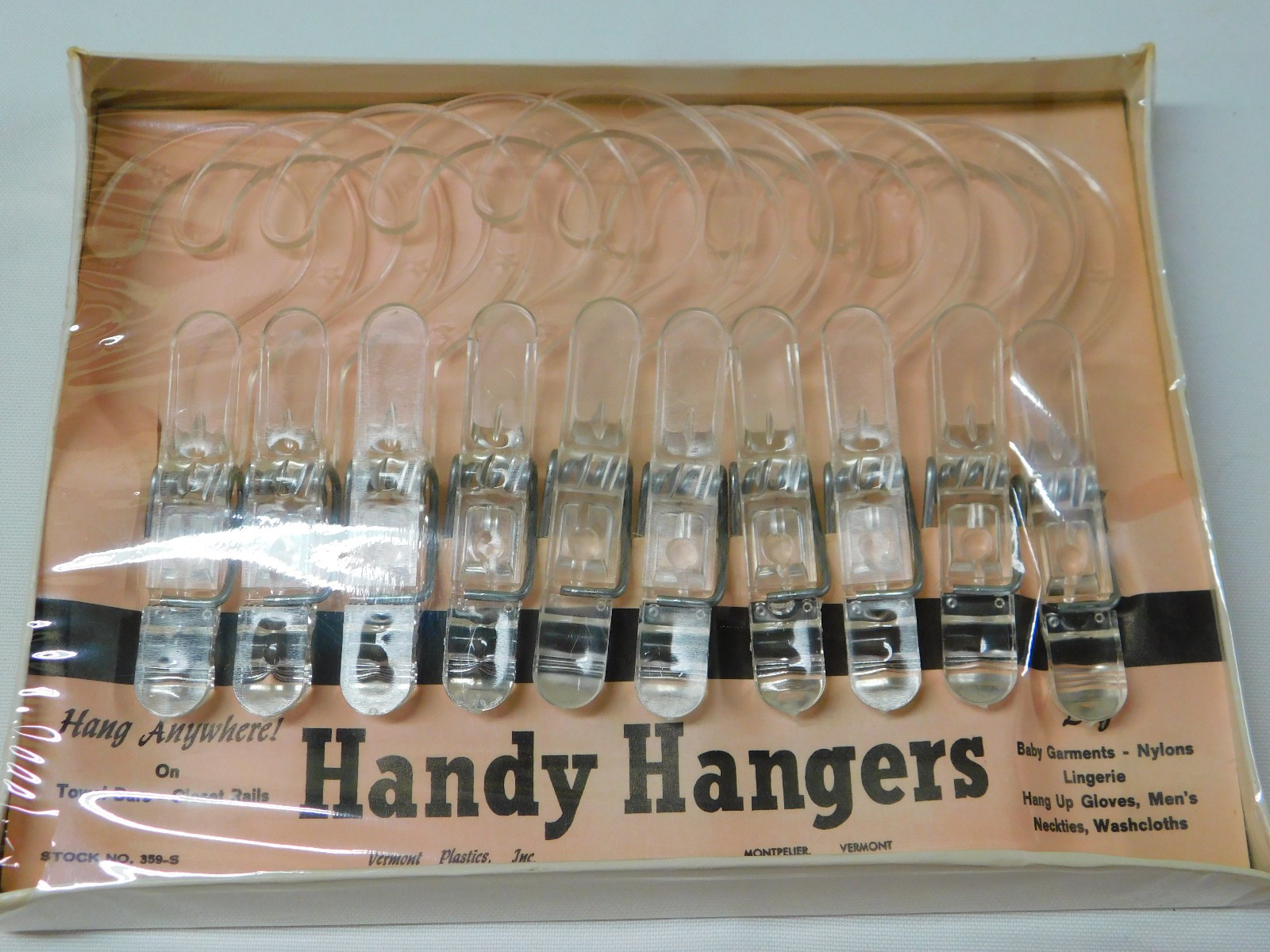 NOS LOT of 10 Vintage HANDY HANGERS Nylons Baby Garments Lingerie Gloves Washclo