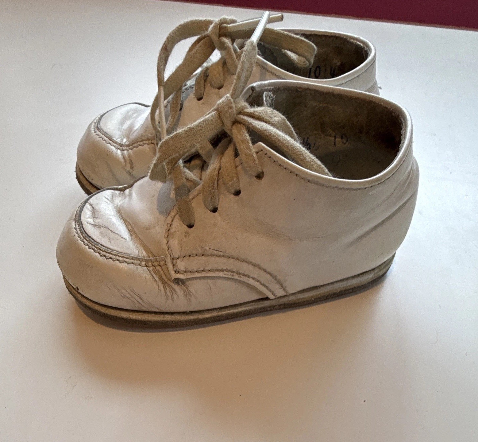 Vintage Stride rite Moccasin Baby Shoes 4.5 E White 80s With Original Receipt