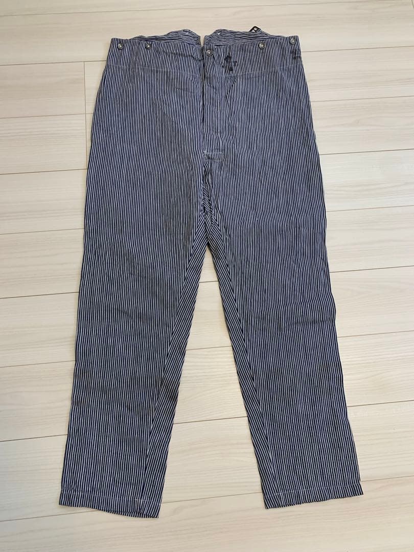 1940s Swedish Military Indigo Hickory Stripe Work Pants