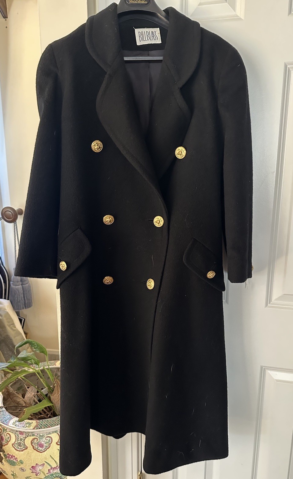 Bill Blass Navy Blue Wool Double Breasted Military Style Size 4 Fine