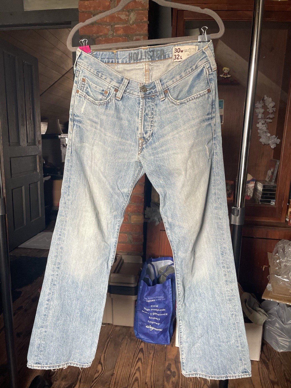 Hollister Vintage Y2K Blue Denim Distressed Bootcut Jeans Size 30w X 32l