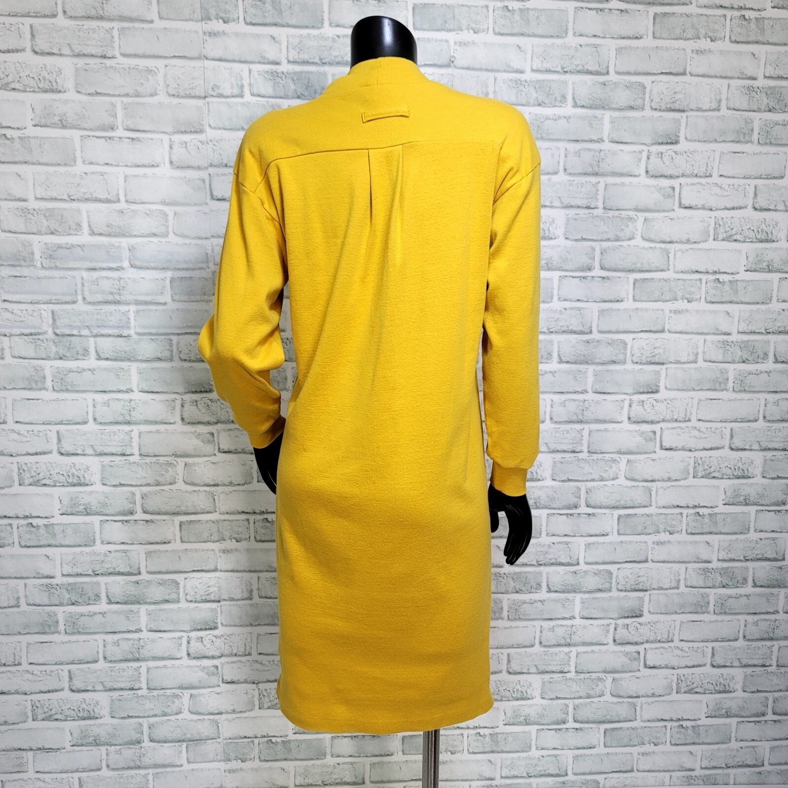 Vintage Disorderly Conduct Yellow Sweatshirt Dress Mock Neck Crest Logo Normcore