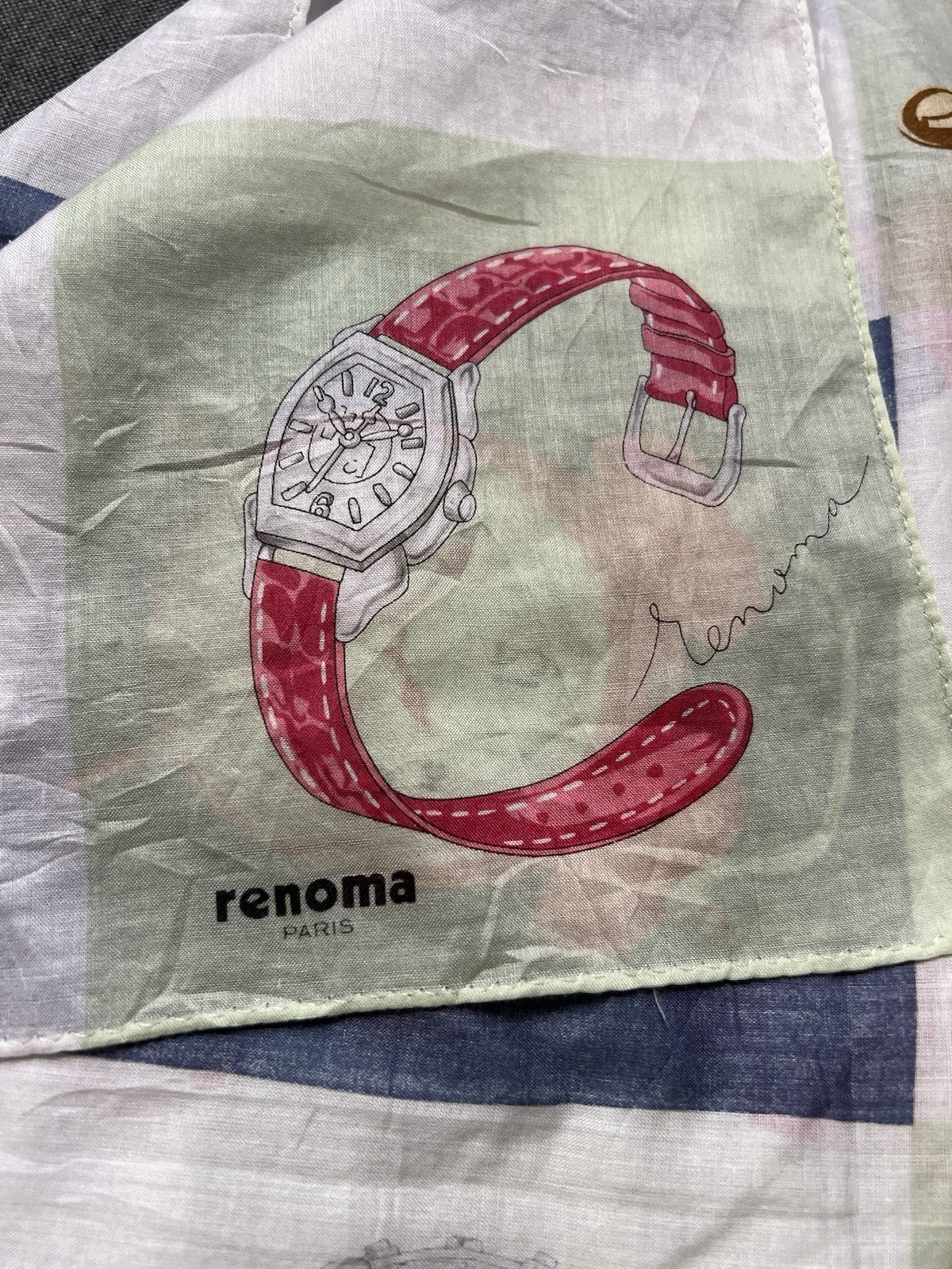 Renoma Vintage Cotton Bandana Retro Designer Square Scarf 22 In Good Condition