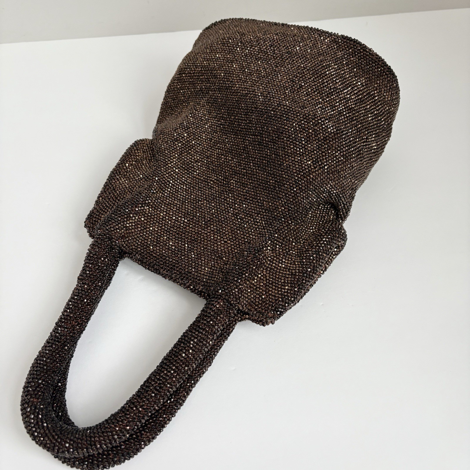 Vintage 1940’s French Copper Bronze Steel Cut Micro Beaded Evening Bag Purse