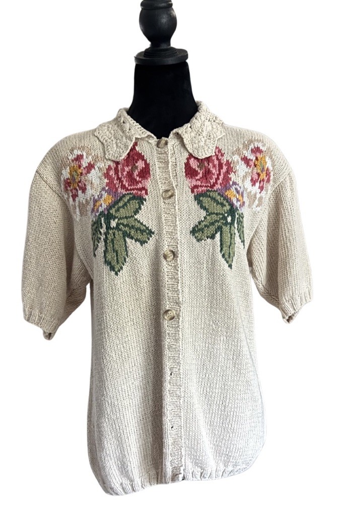 Vintage Large Cambridge Dry Goods Cardigan Cottagecore Coastal Granny Chic