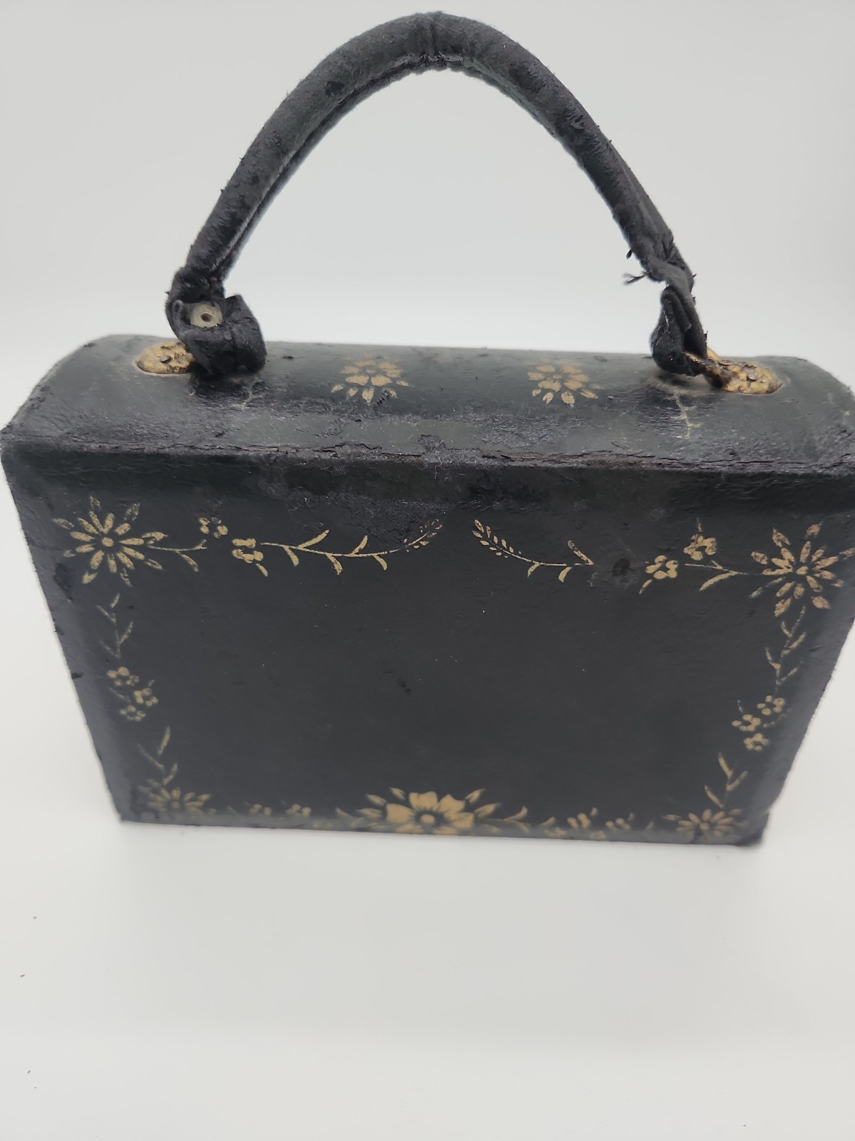 RARE Vtg 1940s WALBORG Japan Book Box Purse Hand Painted Gold Gilt Storybook…