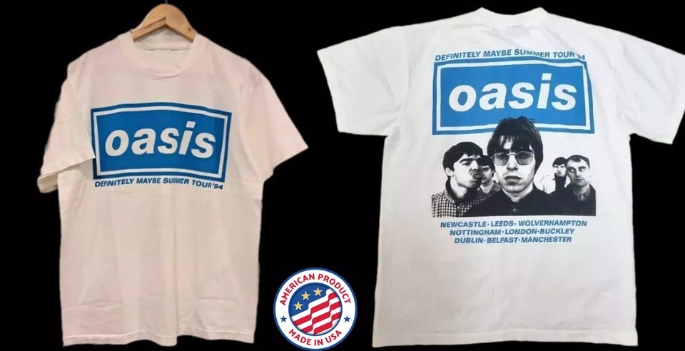 NEW Oasis Definitely Maybe Summer Tour 1994 T Shirt Full Size S-3XL