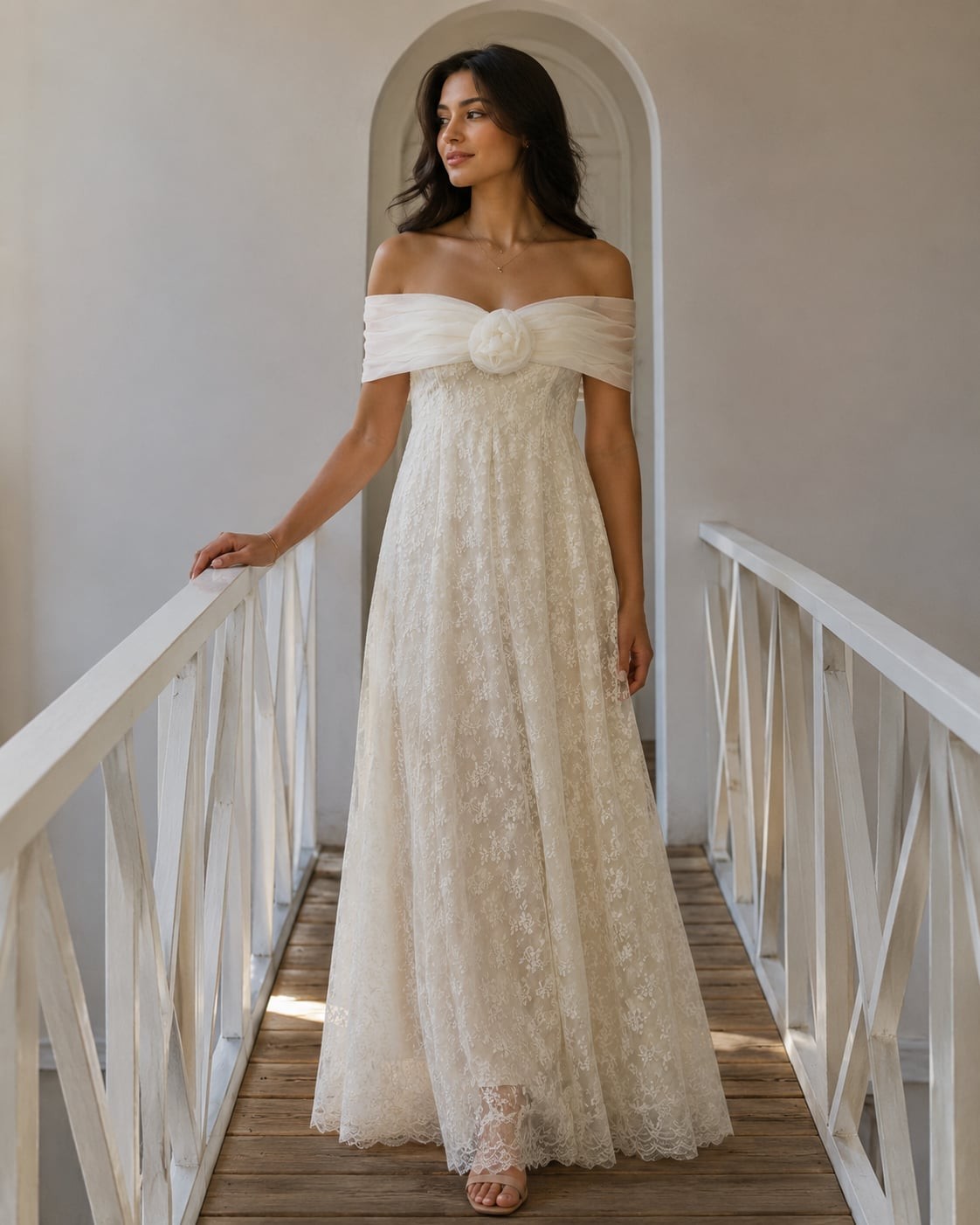 Vintage Scott McClintock Lace Off Shoulder Formal Gown Dress USA Size 10 Vintage