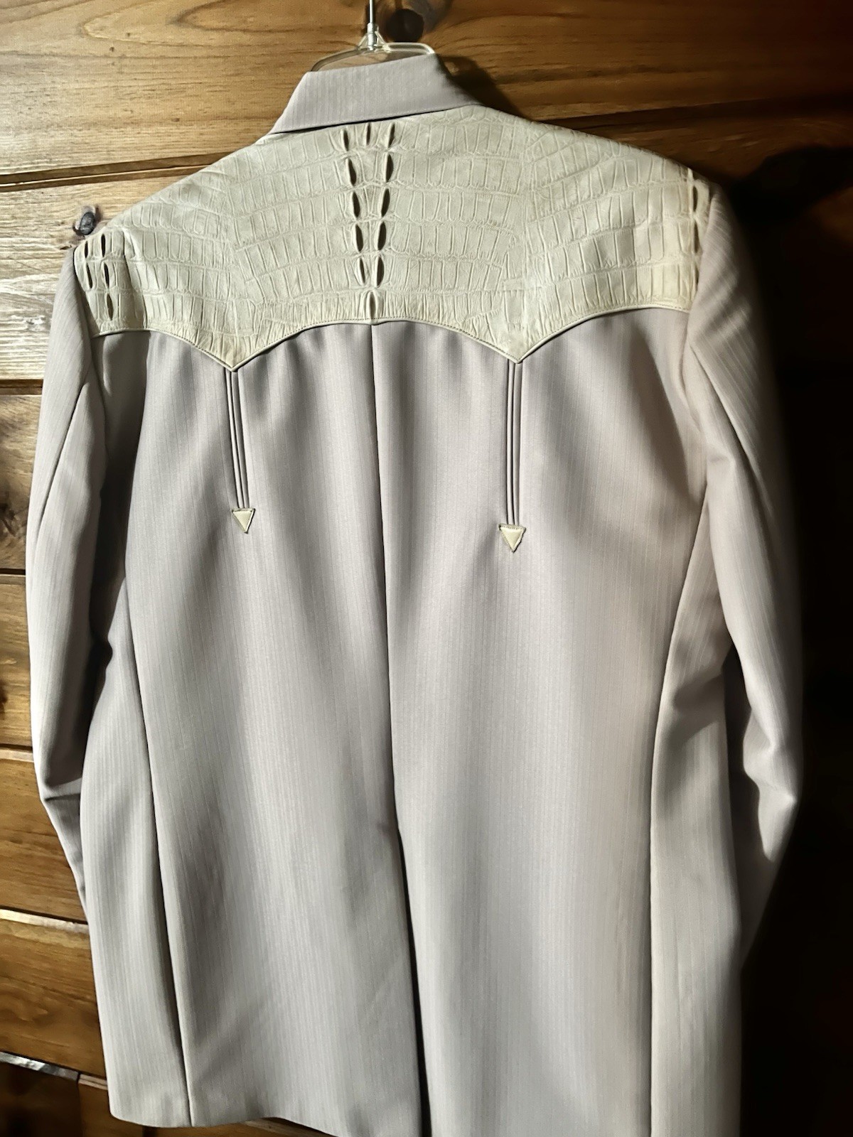 Vintage Real West Cowboy Crocodile Skin Blazer Beige 42 Made In Mexico