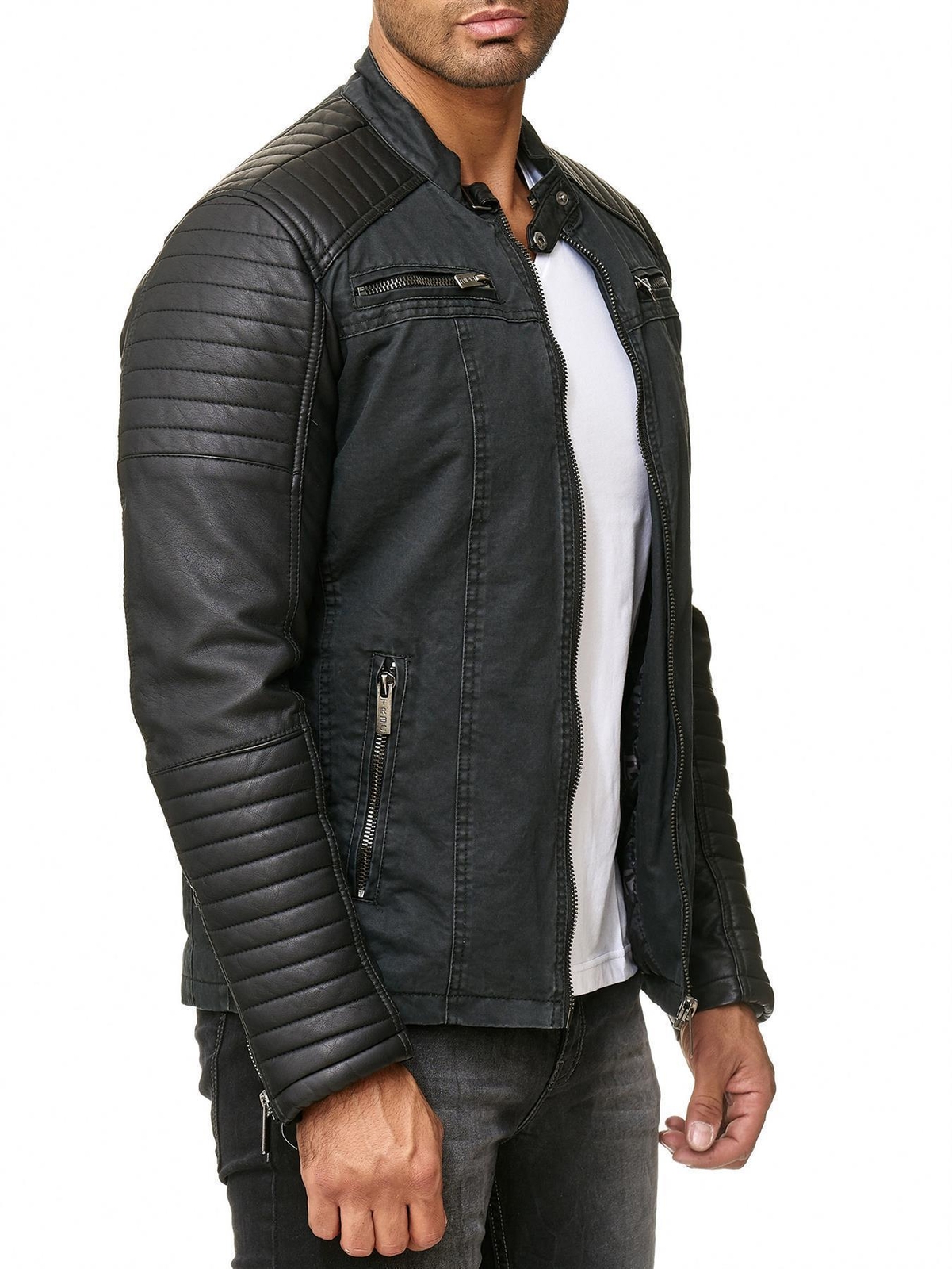 Redbridge men’s between-seasons jacket biker jacket faux leather cotton TRBC M6070