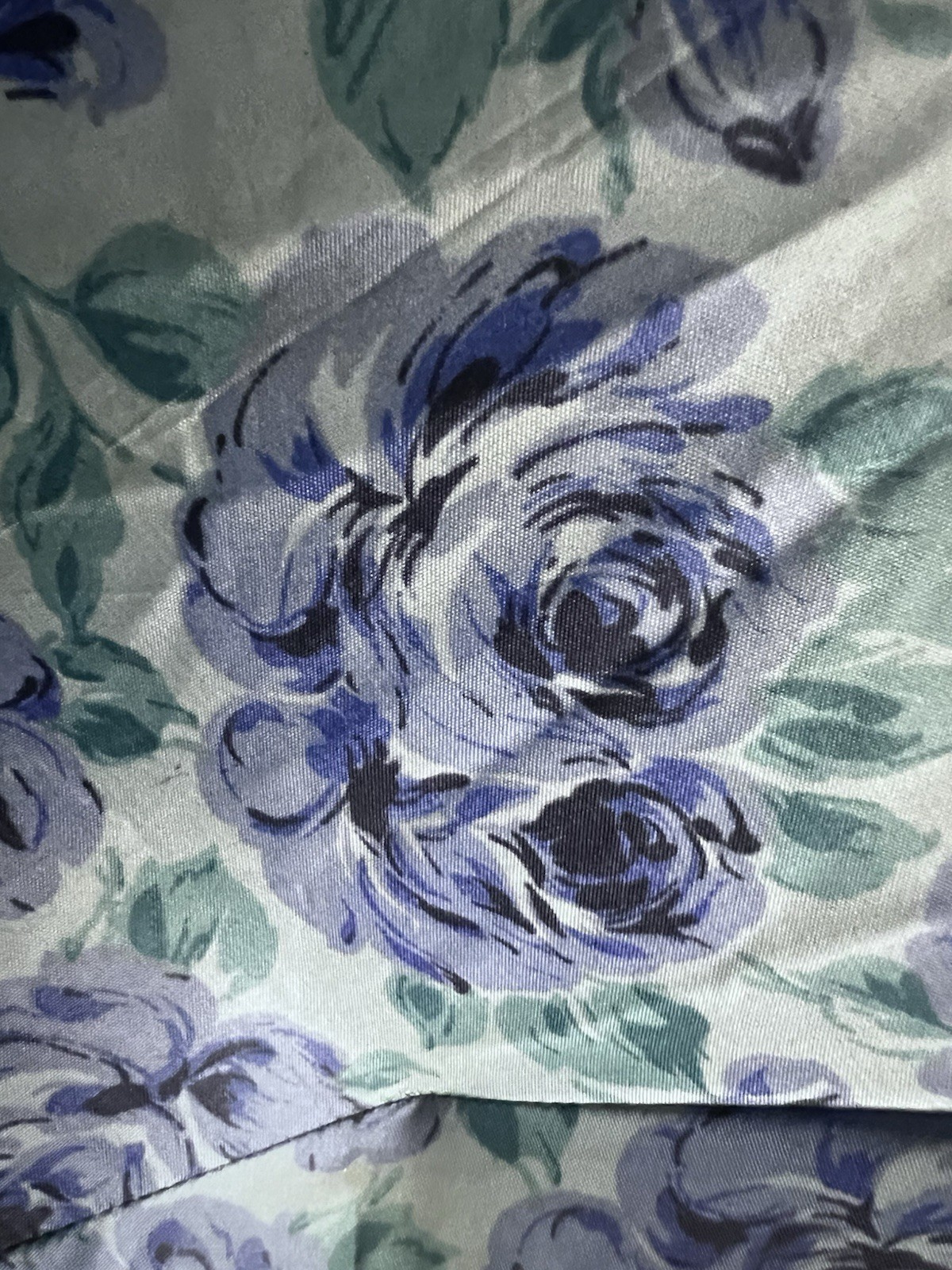 Vintage Jeweled Silver Tone Handle Umbrella Blue Rose Lining Victorian Style
