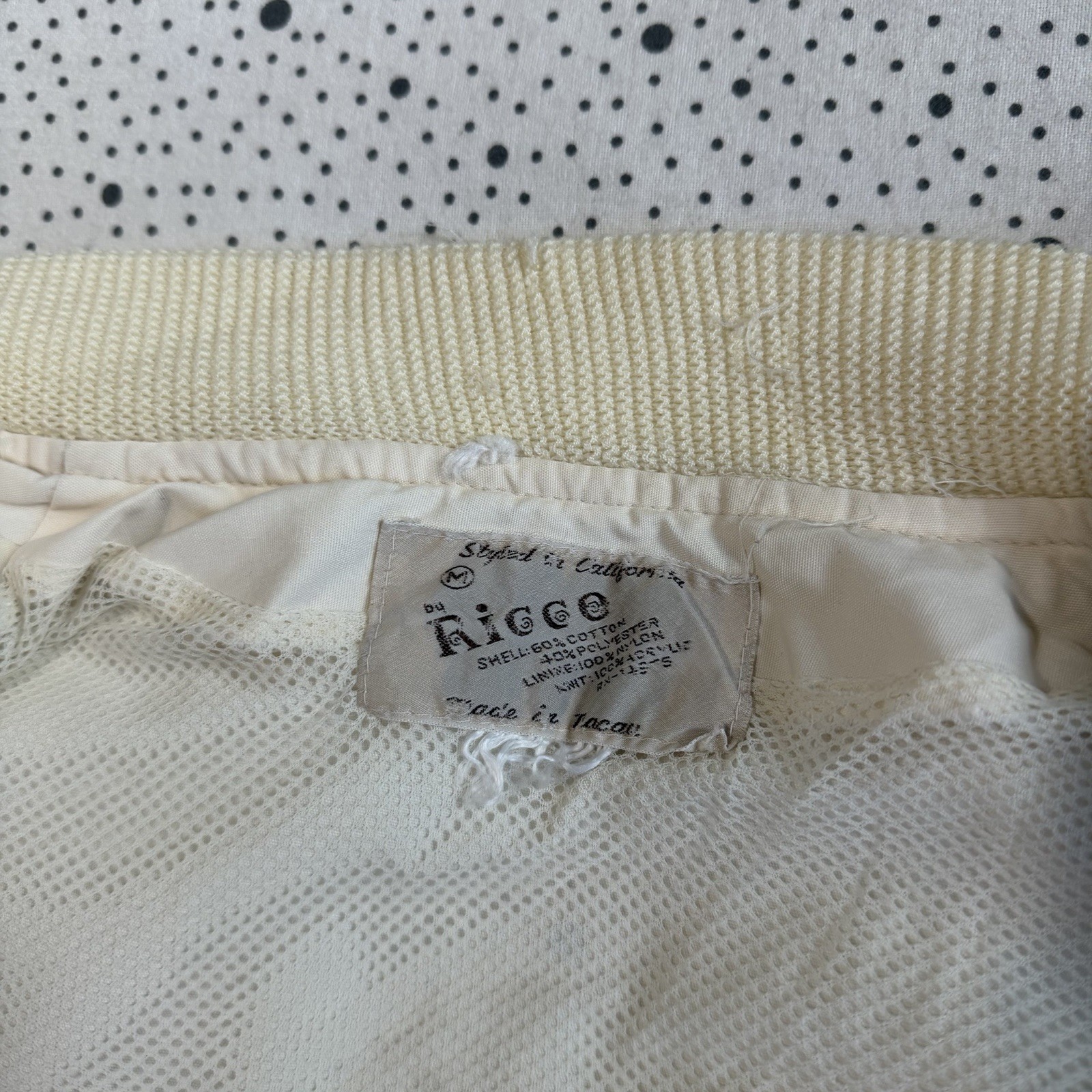 Vintage 1970s Ricco California Jacket Men’s M White Bomber CSU Master Gardener