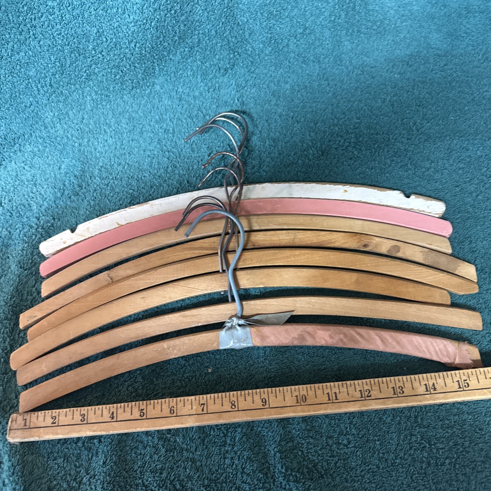 Wooden Hangers Set Of 8 They Are 1/4” Thick 15-16” W Vintage