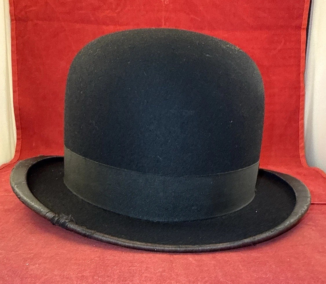John B. Stetson Felt Derby Bowler Hat Black Leather Band Grand Prize 1900 Paris