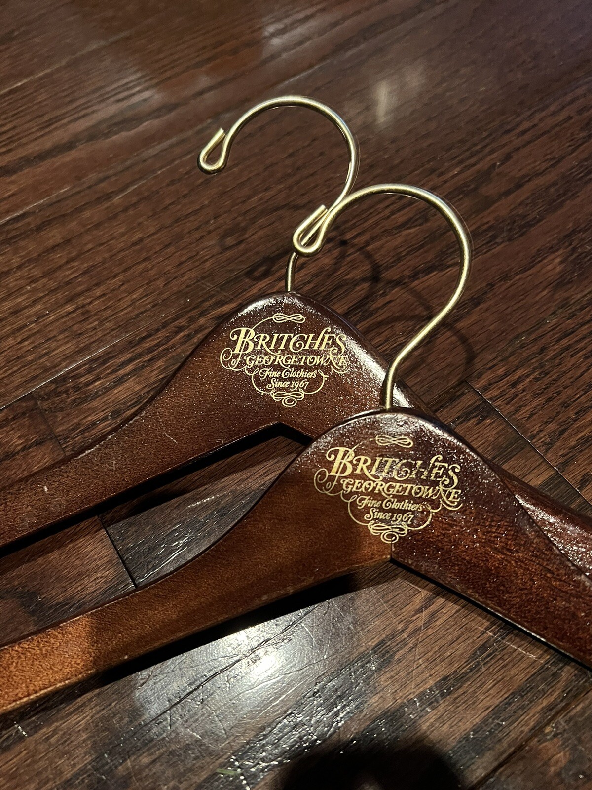 2 Vintage Britches Georgetown Washington DC Wood Clothes Shirt Coat Suit Hanger