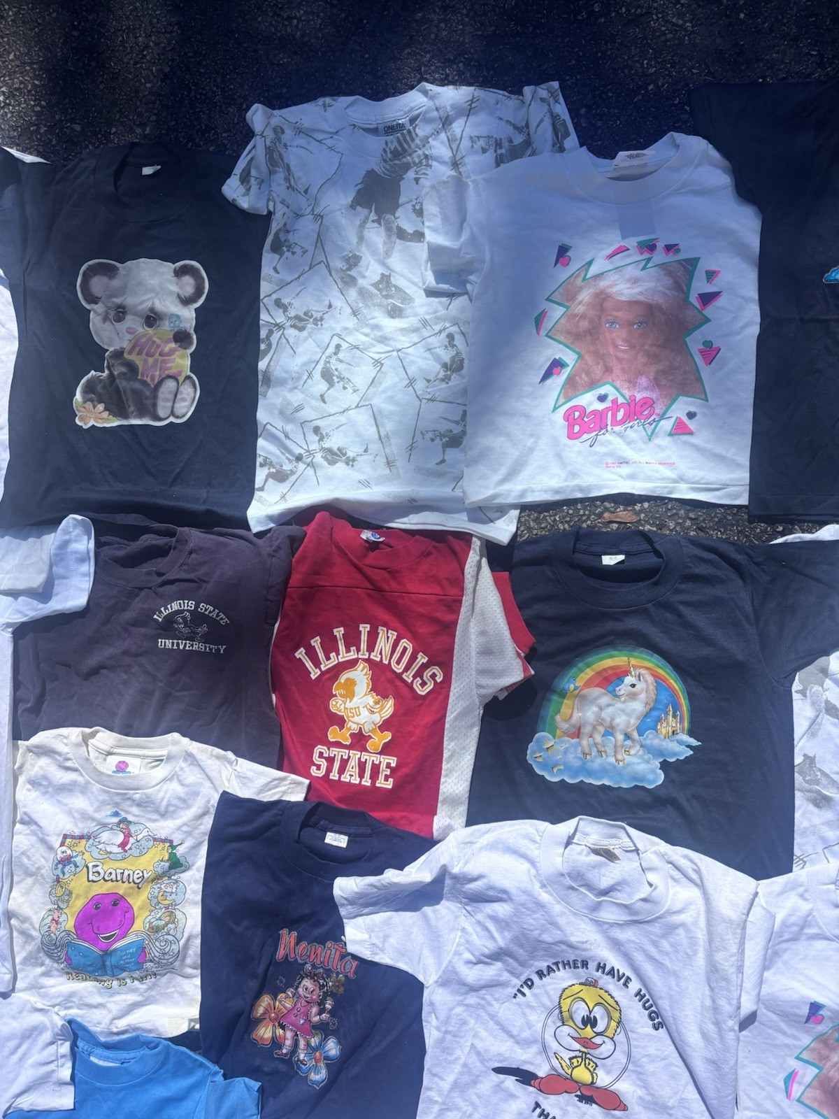 Kids Vintage Lot of 29 Skateboard Barbie Taz Aladdin T-Shirts Cartoon 80s 90s