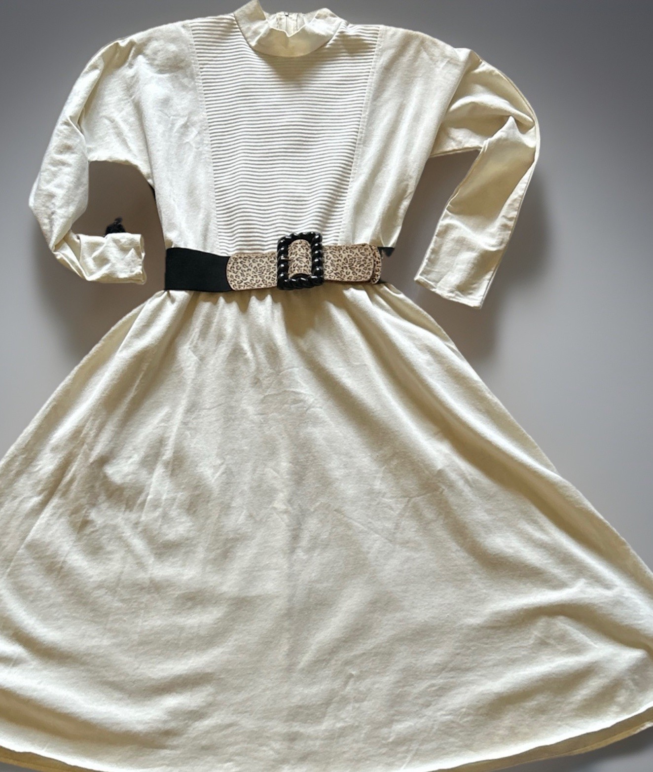 1980s Vintage Charleston Rags Knit Mock Neck Dolman Midi Dress USA M/L Pockets